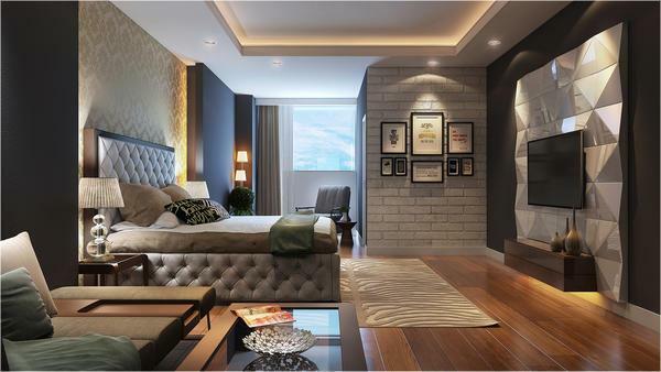 V obývacej izbe, spálňa interiérový dizajn, venovať pozornosť osvetlenie