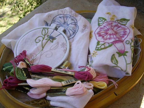 All materials for embroidering flowers with a cross can be purchased at a store selling goods for needlework