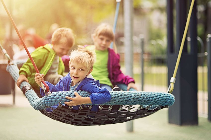 Roomy swing with a common place for several children