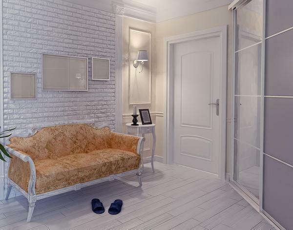 Bra lösning är att sätta en liten soffa i korridoren, som vid behov kan gästerna tillbringa natten