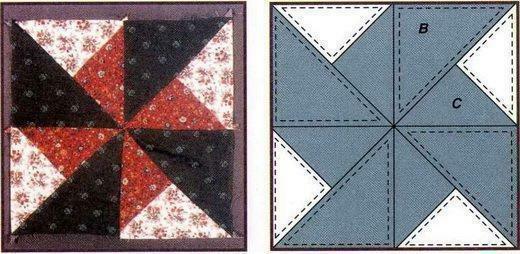 The concept of a patchwork can be developed with the help of simple or more complex schemes found in thematic publications or invented independently