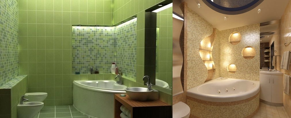 Dizainas vonios kambarys bute