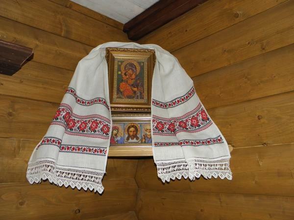 Embroidered towels are often used to decorate icons or interior of a dwelling