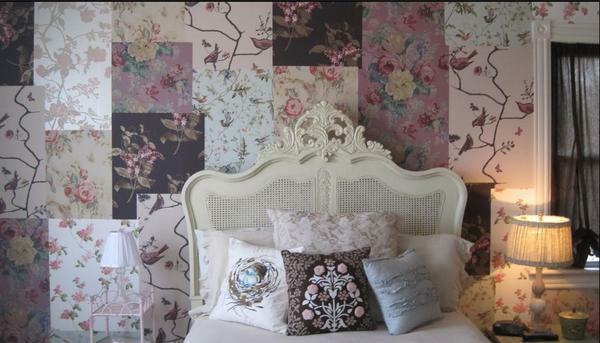 Patchwork technique requires a professional approach, since it involves the use of up to five different types of wallpaper