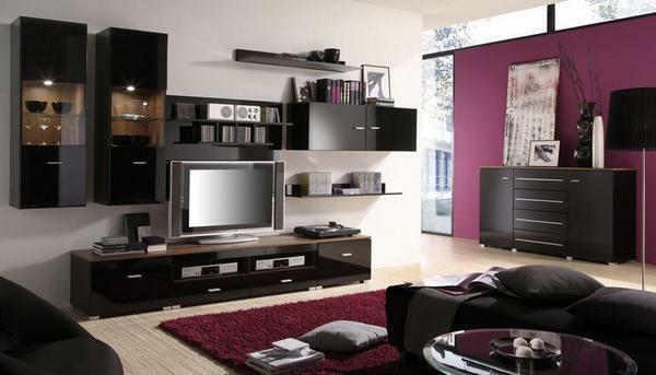 Nábytok pre obývačku: fotografická kvalita, dizajn projekt miestnosť, vzorky pre veľké byty, sada prívesok