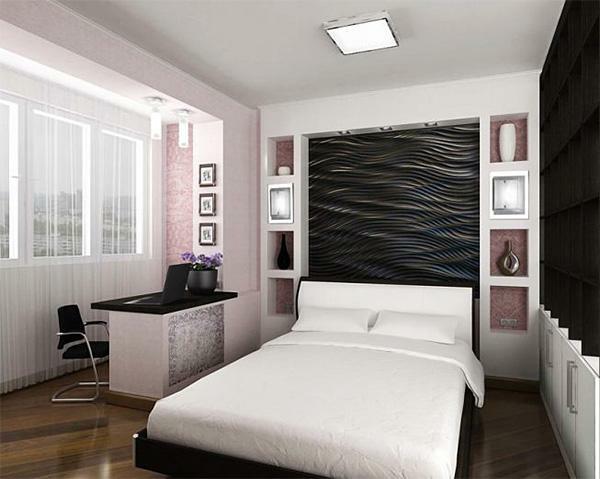 Provjerite unutrašnjost spavaće sobe elegantno i originalno će vam pomoći policama gipsanih ploča