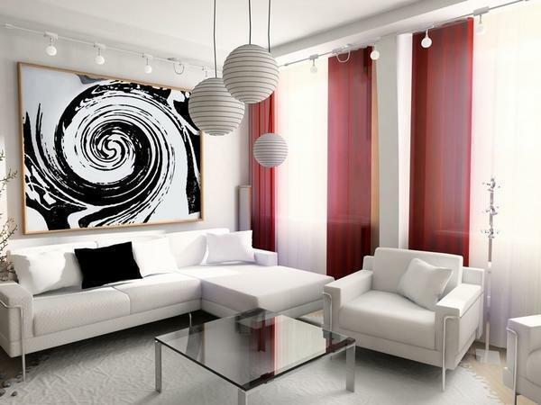 Zdobia čiernej a bielej obývacej izby, odborníci odporúčajú zvoliť biely nábytok