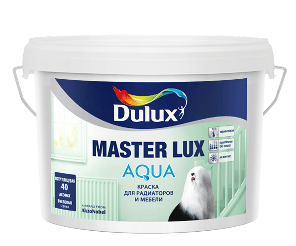 DULUX Master Lux Aqua - kvalitāte spīdumu krāsas uz sienām, mēbelēm un citām virsmām