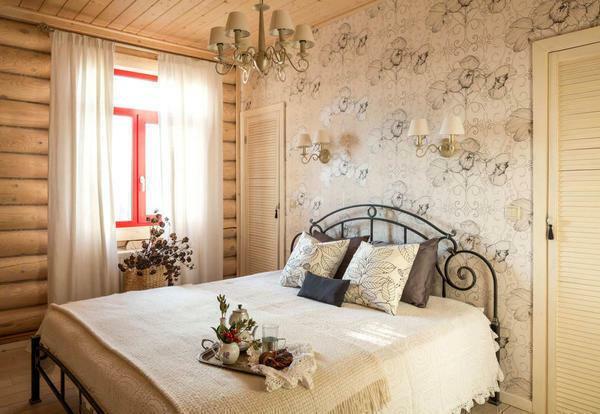 To finish the bedroom in the country style is better to use only natural and environmentally friendly materials