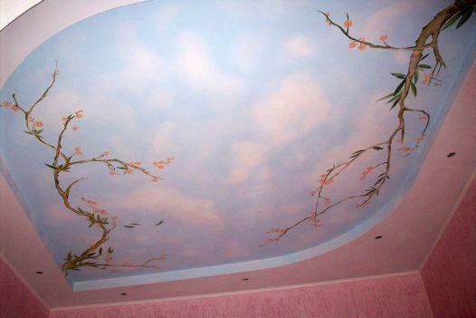 To decorate the ceiling, often used figures in the form of an ellipse, different arcs, circles. The smoothness of the lines brings harmony into the design and gives a finished look of the painting