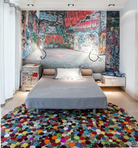 Papuoškite kambarį su savo rankas, galite, pavyzdžiui, padaryti originalią lovos kilimas