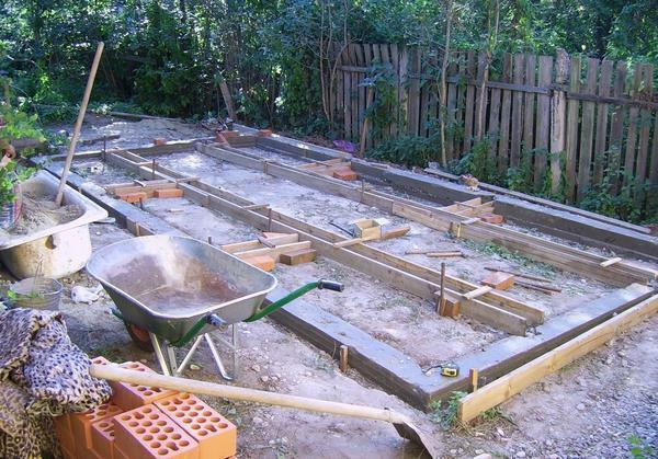 Gjør et betongfundament for drivhus ved å installere forskaling av treplanker