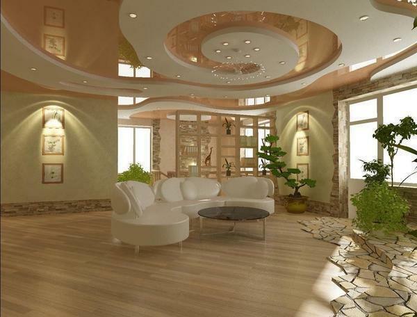Kıvırcık alçıpan tavanlar herhangi tarzı odalarında kullanılabilir: klasikler minimalizme