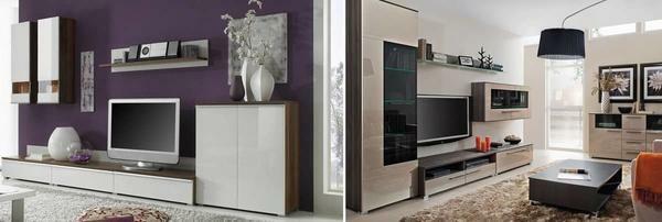 Wenn glänzend Wohnzimmer wählen, sollten Sie die Aufmerksamkeit auf die für seine Produktion, sowie die Gestaltung und Form verwendete Material zahlen