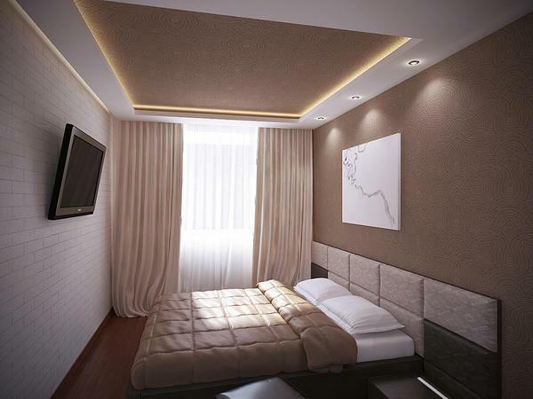 Stretch ceiling with illumination with limited space will visually enlarge the room