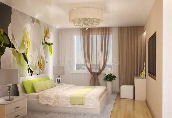 Beautiful and elegantly complement the interior can be using curtains in beige color