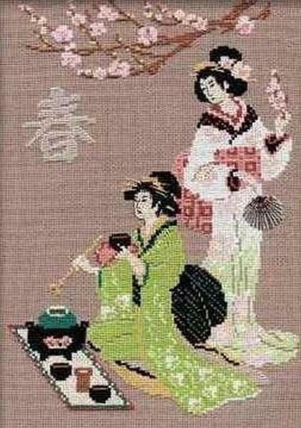 Schemes of Japanese cross-stitch embroidery are quite interesting, not ordinary and attract by the fact that they combine originally different shades