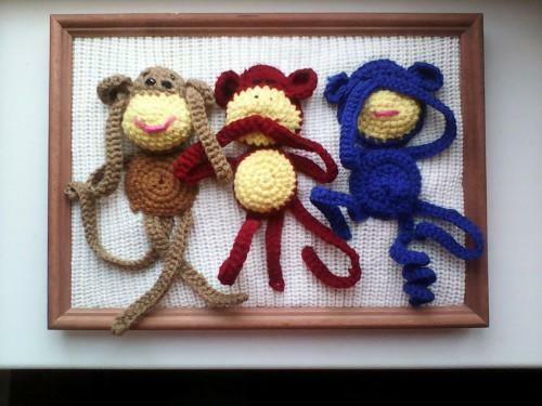 Panelen met grappige apen perfecte aanvulling op het interieur van elke ruimte, of het nu kinderen of woonkamer
