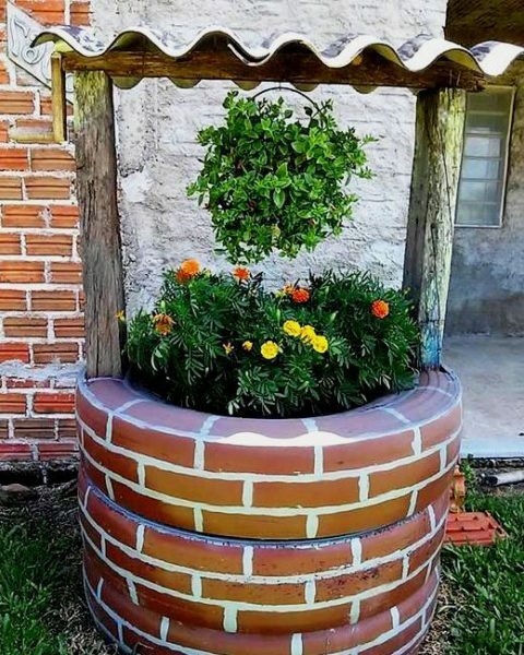 Decorative well can be made of tires