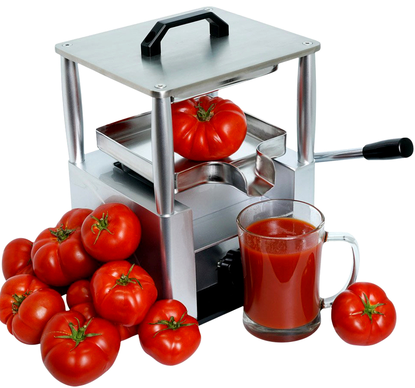 Producenten af ​​pressemaskinen RawMID Dream Juicer Press JDP-01 garanterer op til 99% saft fra den samlede masse tomater 