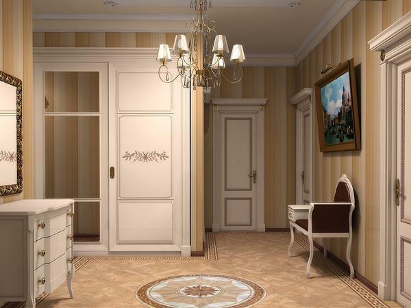 The size of the chandelier for the hallway in the classical style directly depends on the size of the room