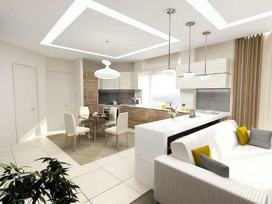 Na malom priestore vynikajúcou voľbou pre úsporu miesta budú kombinované obývacia izba a kuchyňa