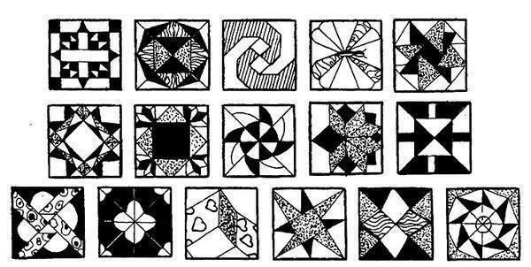 Samples of some patterns used in patchwork