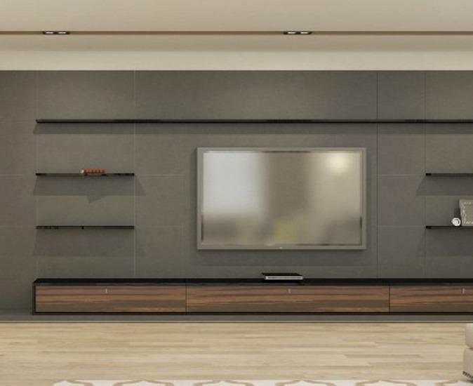 Die Höhe des TV aus dem Boden im Wohnzimmer: auf einem Hang, einen TV-Bereich und ein Foto, den Standort der Küche, die Halle des beste Winkel
