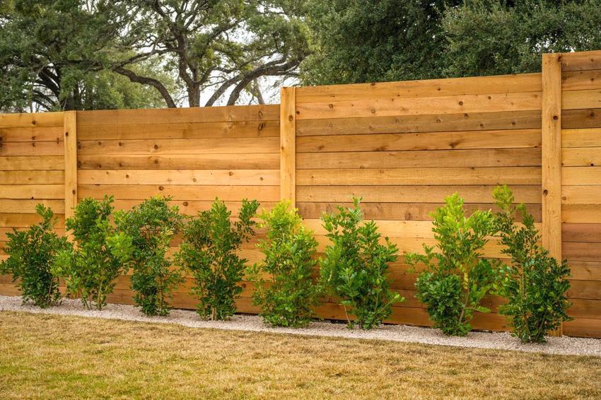 Solid type of fencing with horizontal boards