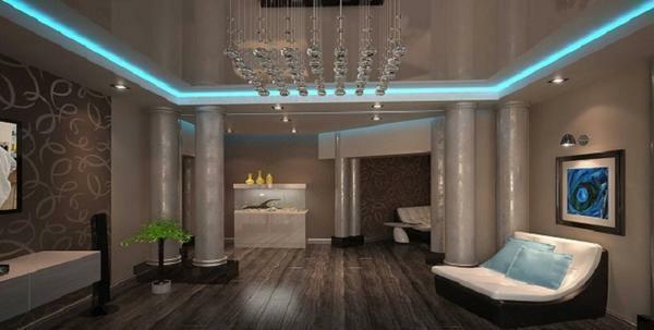 Correctly selected lighting will make the floating ceiling even more spectacular
