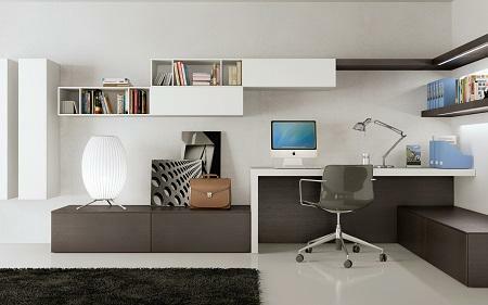 Pracovisko v obývacej izbe, ktoré potrebujete, aby samostatné osvetlenie, napríklad, dať stolové lampy