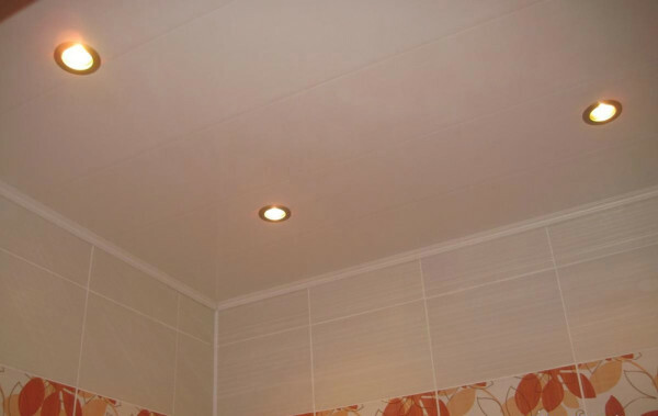 The panels are well suited to the ceiling in the bathroom