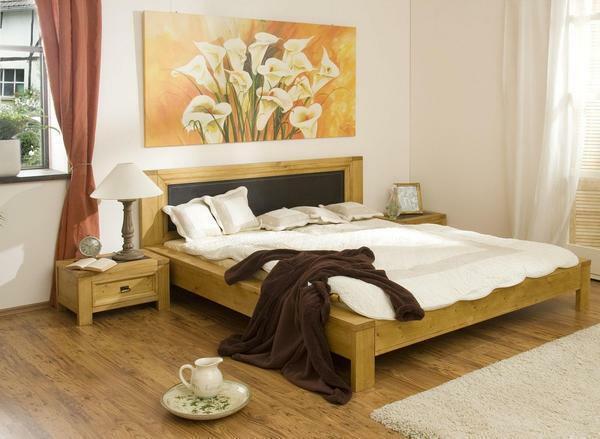 Im Schlafzimmer ist es empfehlenswert, ein Bild von einem natürlichen Thema mit Bildern von Blumen und Tieren zu hängen