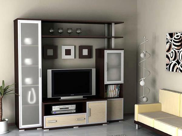 The size of furniture for a TV depends on the size of both the living room and the equipment itself