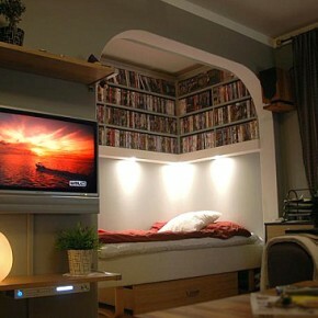  spálňa dizajn v kombinácii s obývacou izbou