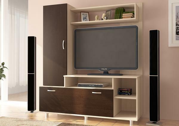 Walls for TV in the living room: TV and photo, without space mini-hall, niches corner, Milano inexpensive and large