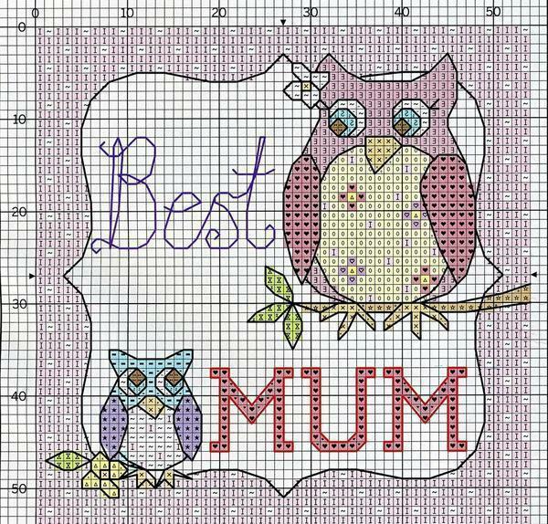 As a scheme for embroidery mom can choose a sketch with a picture of the chick and his mother