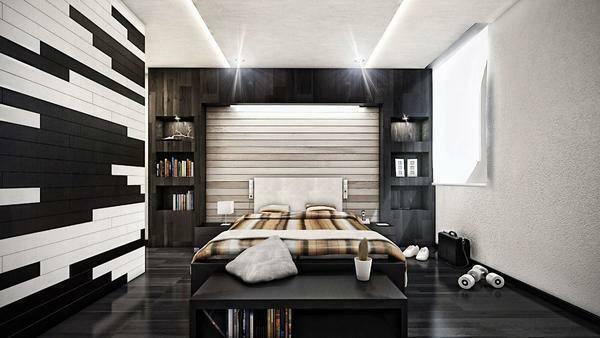 tasarım uzay hakkında dikkatlice düşünmek - siyah ve beyaz İçeriği yatak odası, bağımsız ana şey olabilir