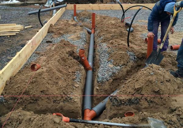 Sewer pipes of different sizes are sold in any construction shop