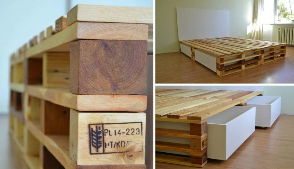 bed of pallets with drawers
