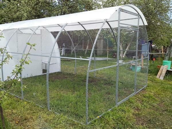 From the greenhouse you can make a chicken coop, however in the lower part it is necessary to remove decoration materials