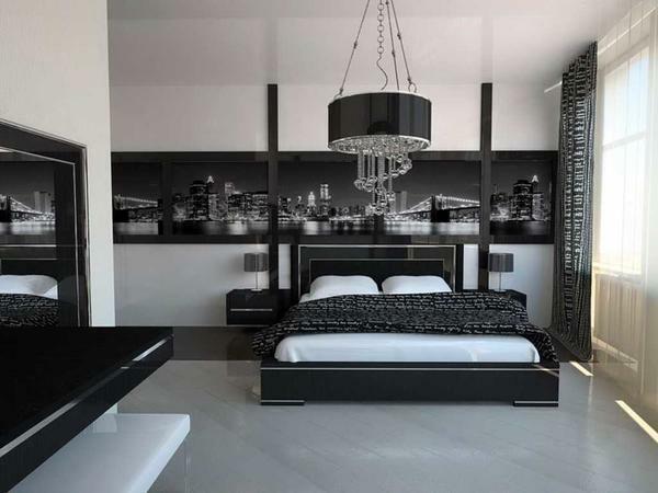 Schlafzimmer im Stil von hallo-Tech-Anzug verschiedener Arten von Vorhängen