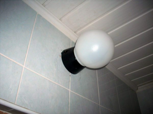 Bath bør velge en lampe med et dielektrisk materiale kropp.