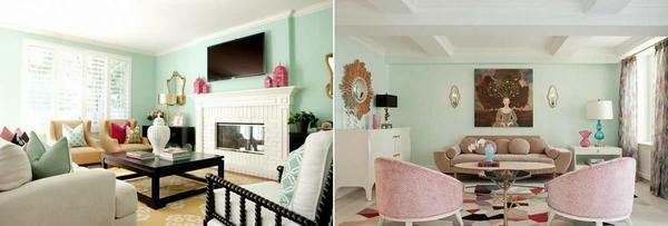 Mint krāsa dos jūsu dzīvojamā istaba eleganci, mūsdienīgumu un īsuma