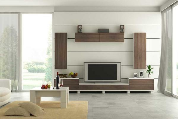 Perfectly in the interior of the modern living room will fit a stylish wall-slide of light shade
