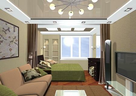 The bedroom-living room is the place where you can both receive guests and relax at night