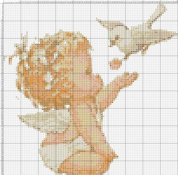 Cross-stitch patterns of angels: free sets, child and children download, keeper of the light cross, love