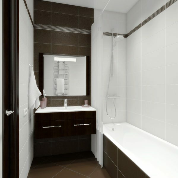 Our task - to turn the small and unattractive bathroom into a spacious and beautiful.