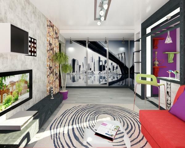 Dizainas gyvenamasis kambarys Photo 2017 šiuolaikiniai idėjos: salės interjeras, stilingas valgomojo, gražus ilgas sienos