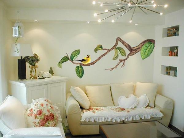 Decorative stickers on the wallpaper give you the opportunity to change the interior of the room at minimal cost